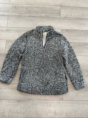 Cozy Gray Sherpa Quarter-Zip Pullover Sweater by Weatherproof